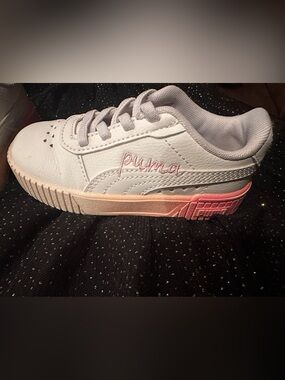 Puma Kids White Sneakers with Pink Ombre Sole